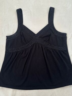 Black Tank Top with Beaded Detailing